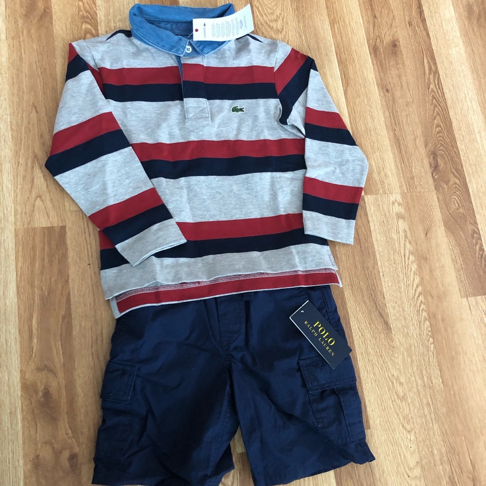 Tags attached outfit Lacoste shirt and Shorts